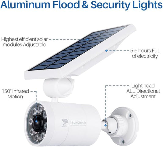 Motion Sensor Outdoor Solar Lights Waterproof Aluminum alloy(Not plastic) Solar Spot Lights, Solar Motion Detector Lights for Outside Patio Porch Wall Driveway Garden, 100-Week FREE Refund/Replacement