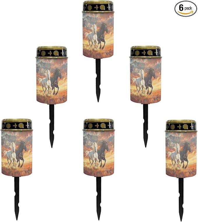 Running Horse Solar Lights Outdoor Solar Stake Lights Solar Walkway Lights,Outdoor Solar Garden Lights Powesed LED Lantern Solar String Lights for Outside Spotlight-Warm White