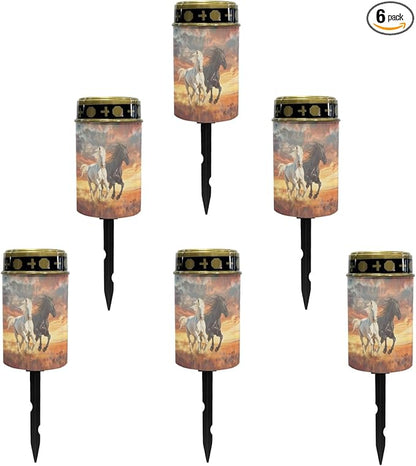 Running Horse Solar Lights Outdoor Solar Stake Lights Solar Walkway Lights,Outdoor Solar Garden Lights Powesed LED Lantern Solar String Lights for Outside Spotlight-Warm White