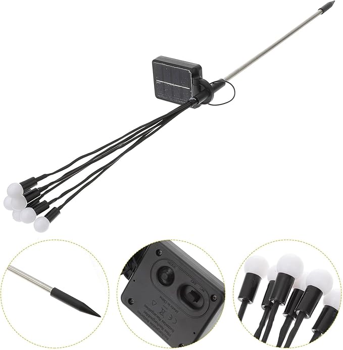 PartyKindom 2pcs Solar Garden Lights Path Lights with 8 Flash Modes Warm White Solar Outdoor Waterproof Landscape Decorations for Yard and Patio