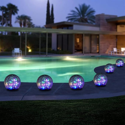Cracked Glass Outdoor Solar Lights Landscape Garden Ball Lights, Garden Solar Ball Lights Waterproof (Multicolor, 12cm)
