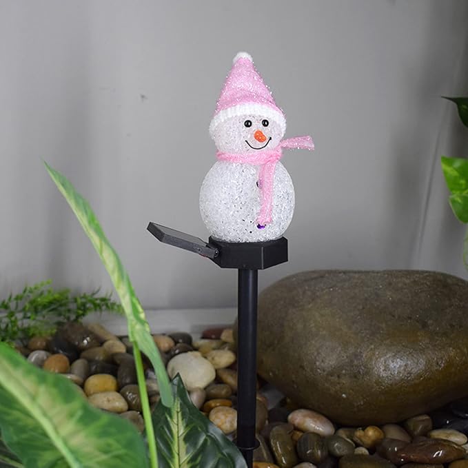 17.3in Snowman Solar Outdoor Lights Christmas Decoration， LED Solar Garden Lights, Multicolor Solar Stake Lights | Lumora
