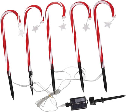 Xmas Candy Cane Lights Solar Pathway Markers 8 Modes 500mAh Battery for Outdoor Decor