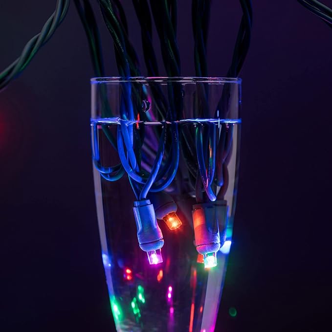 YULETIME Multicolor One-Piece Wide Angle Christmas Lights 140 Count 48 Feet, 2 Sets 70 LED 24 ft High Waterproof 5mm UL Certified String Light (Multicolor)