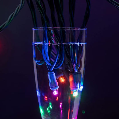 YULETIME Multicolor One-Piece Wide Angle Christmas Lights 140 Count 48 Feet, 2 Sets 70 LED 24 ft High Waterproof 5mm UL Certified String Light (Multicolor)