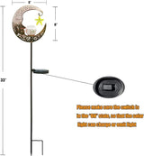 Solar Lights Outdoor Decor Moon Lantern for Patio,Lawn or Pathway Moon Decorations Crackle Glass Globe Stake Metal | Lumora