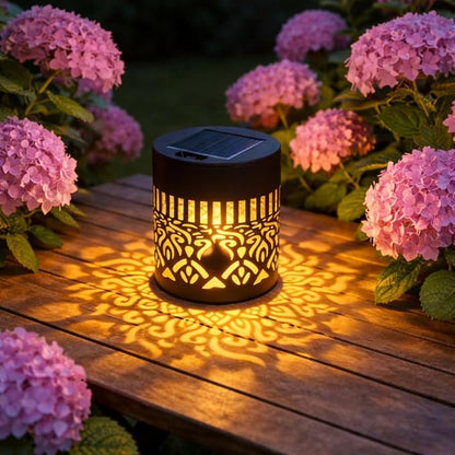 2PCS Solar Mandala Lights Outdoor, Decorative Solar Mandala Fence Lights Waterproof Metal Wall Deck Step Lights for Garden Post Patio Backyard Yard, Garden Lights Solar Powered