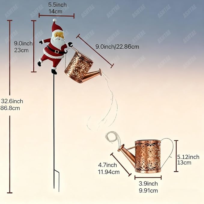 Christmas Santa Solar Kettle Lights Garden Lawn Decorative Lights, Santa Kettle Ground Lamp Solar LED Night Light Outdoor Garden Decor for Pathway Yard Patio(2PCS Colorful Light)