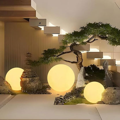 Globe Floor Lamp, 14-in Rechargeable LED Ball Light Globe Light w/Remote, Versatile Glowing Orb Mood Lamps Waterproof Outdoor Orb Lamp, Dimmable RGB Color Changing Light Up Ball for Home Garden Yard