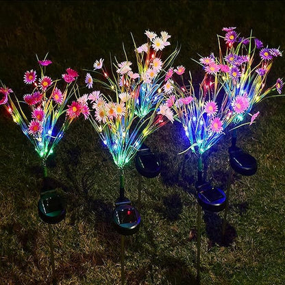 Solar Flower Lights Outdoor, Waterproof LED Daisy Flowers Solar Stake Decorative In-Ground Lights 2Mode for Garden Landscape Yard Pathway Wedding Party (Purple, 2Pack)