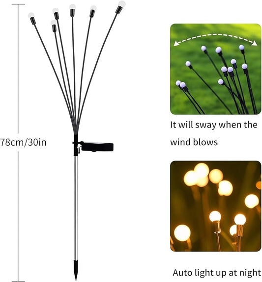 ALENEY 2 Pack Solar Garden Swaying Lights, Wind-Activated Outdoor Lights, Outdoor Pathway Decoration, Warm White