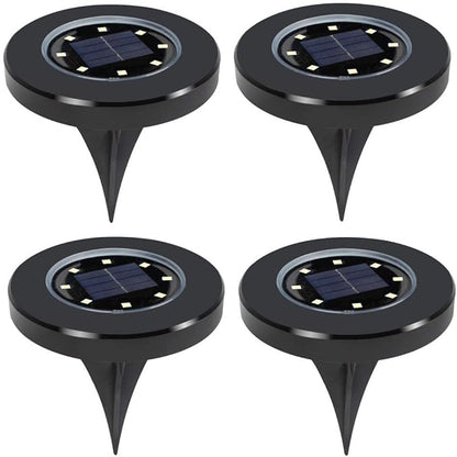 Ulalaza 4Pcs Solar Ground Lights 8 LED Waterproof Outdoor Garden Lights for Yard Driveway Lawn Pathway (White)