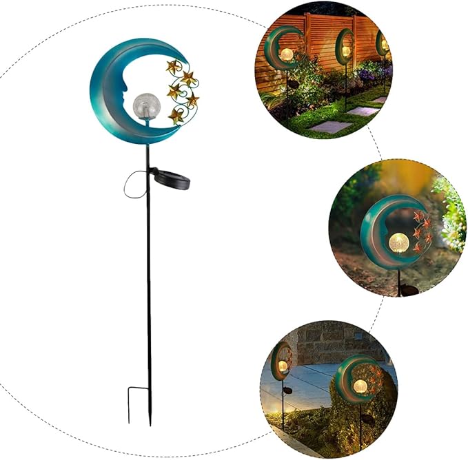 Moon-Shaped Solar Path Light Waterproof Outdoor Garden Lawn Landscape LED Decorative Yard Solar Power Lamp for Patio Backyard