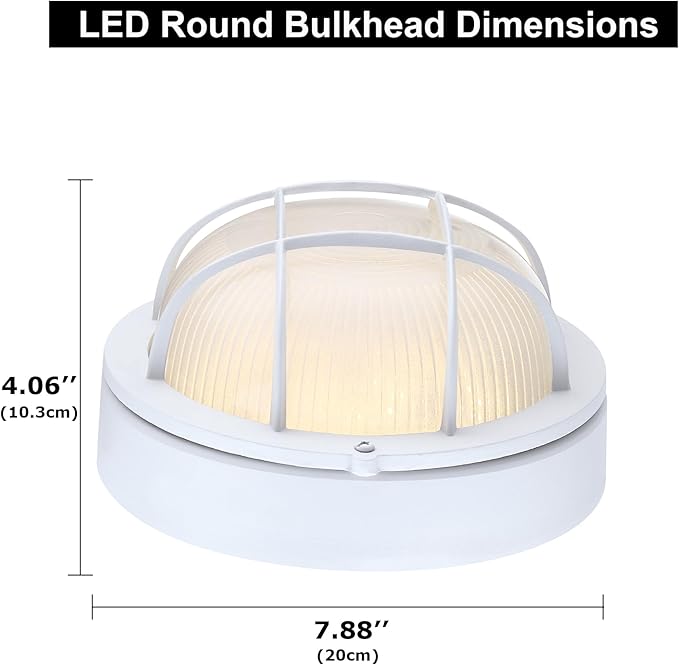 GRUENLICH 8'' Round LED Bulkhead Light Fixture, Outdoor Wall Lights Dimmable, Sauna & Exterior Lighting, ETL Rated | Lumora