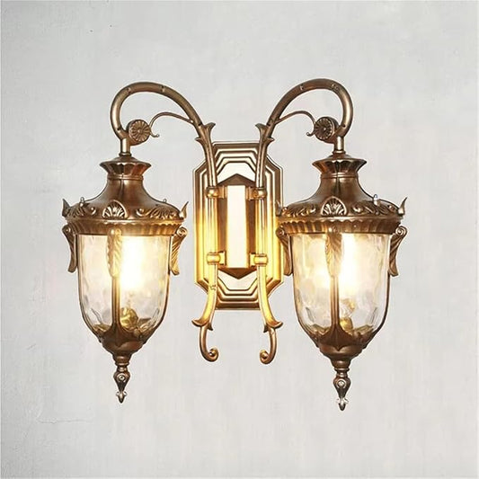 European Outdoor Waterproof Wall Sconce,Double Head Retro Corridor Balcony Led Exterior Lamp, American Villa Entrance Patio Mounted
