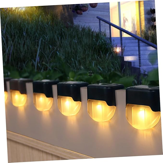 Solar Powered Stair Lamp Warm LED Lighting Outdoor Handrail Fence Light Easy Installation Energy Saving