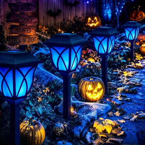 GIGALUMI Solar Halloween Lights Outdoor Decor, Solar Pathway Lights 8 Pack