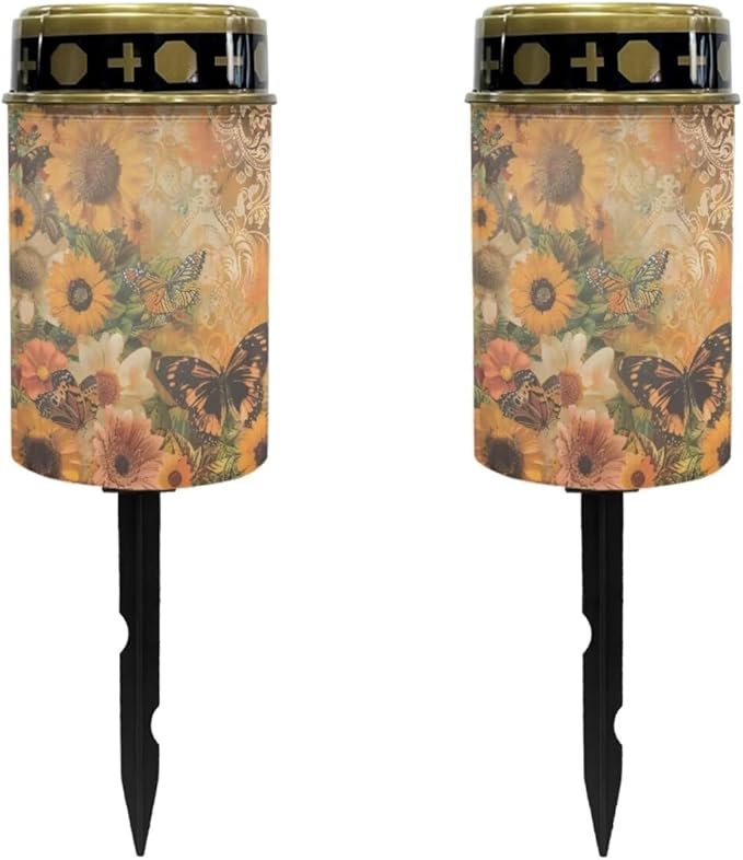 Flowers Butterfly Solar Powered Garden Lights Outdoor Solar Lights Waterproof Solar Yard Light Solar Lights for Path Walkway Landscape Path Lights
