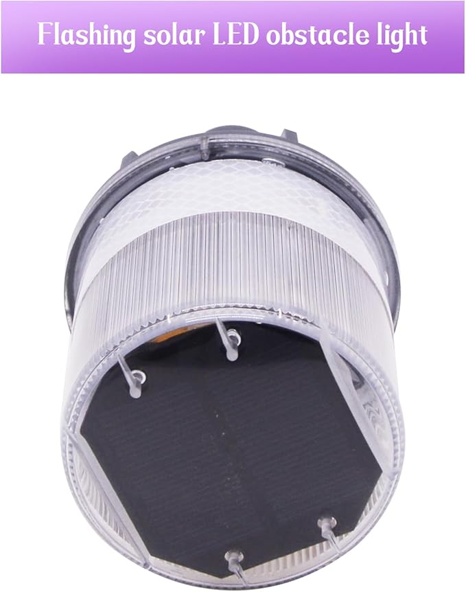 PENCK Solar LED Warning Light Waterproof Driveway Lights Flashing Barricade Light Road Construction Safety Signs Flash Traffic Light for Outdoor Fence Patio Yard Home Pathway Stairs Garden (White)