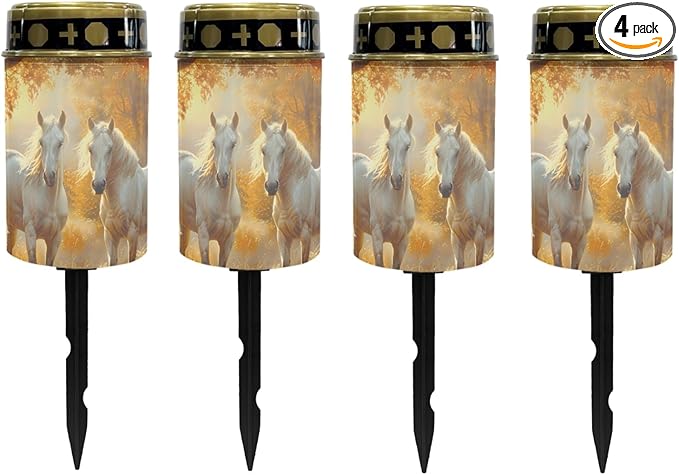 Horse Solar Garden Lights Waterproof Solar Pathway Lights Outdoor Solar Lantern Stake Lights Autumn Leaves Outdoor Decorative for Yard Patio Spotlight Driveway