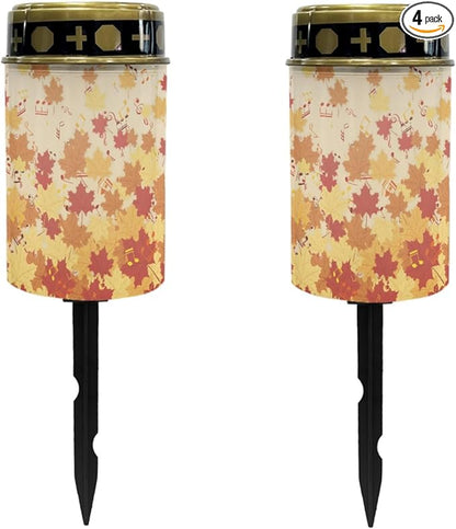Autumn Fall Maple Leaves Solar Lights Outdoor for Walkway Solar 4 Pieces Pathway Lights Waterproof Solar Lantern Landscape Lighting
