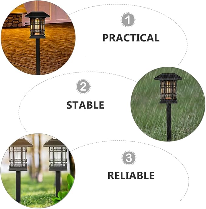Solar Pathway Lights Outdoor Waterproof Landscape Solar Yard Lights 4pcs Warm White Garden Lawn Lighting for Patio and Walkway