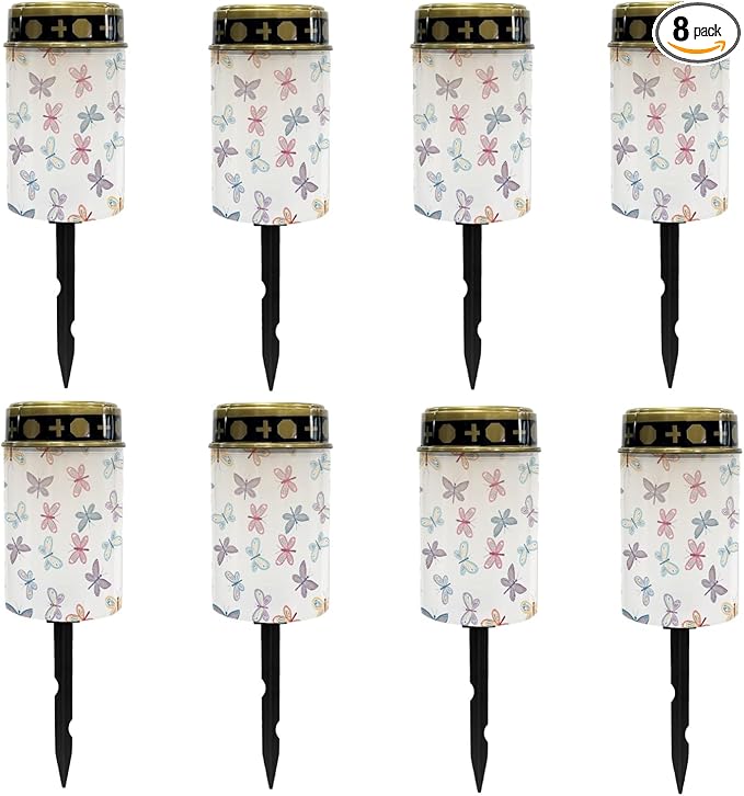 Watercolor Butterfly Solar Garden Lights Outdoor Solar Floral Lights LED Solar Lantern for Yard,Patio,Driveway,Home Solar Stake Lights Flameless Lights,Birthday Decoration