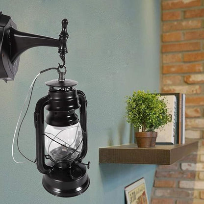 FIKNEE Rustic Wall Lantern Light - Retro Antique Vintage Lamp - Porch & Outdoor Wall Sconce - Black