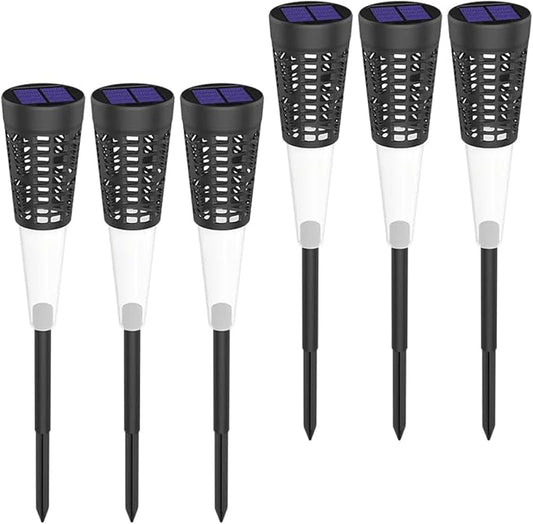POPETPOP 6pcs Solar Garden Stake Lights Decorative Outdoor Lighting for Pathway and Warm Solar Lamp for Lawn Patio and Garden Decoration