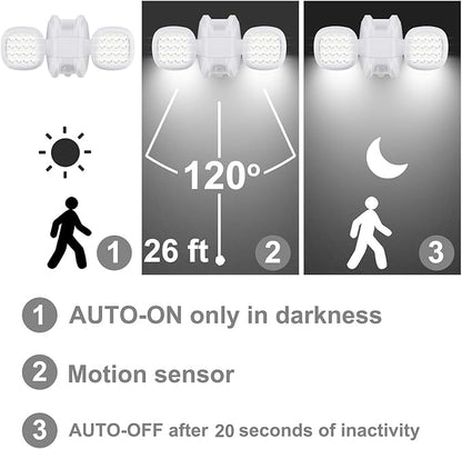 HONWELL Motion Sensor Light Outdoor Battery Powered Outside Security Flood Light Cordless IP65 Waterproof 32 LED Dual Head Spotlights, Motion Detector Lights for House Garage Porch Garden Shed