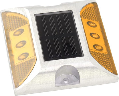 Solar Driveway Lights, Cast Aluminum IP68 Light with 72H Runtime for Pathway and Highway Marking (Yellow)