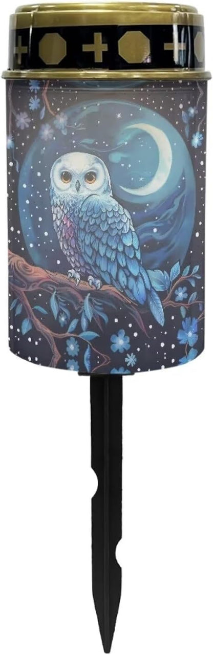 Owl Starry Night Solar Garden Lights Solar Cemetery Solar Lights Outdoor Solar Garden Stake Lights for Cemetery Grave Yard Patio Decoration Memorial Gifts