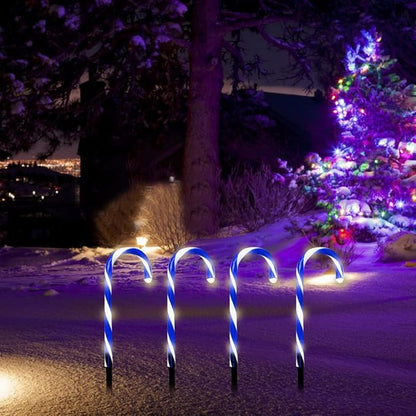 Candy Cane Lights, Christmas Candy Cane Lights, Solar Pathway Lights Outdoor Candy Cane Christmas Decor for Walkway, Driveway, Sidewalk, Garden