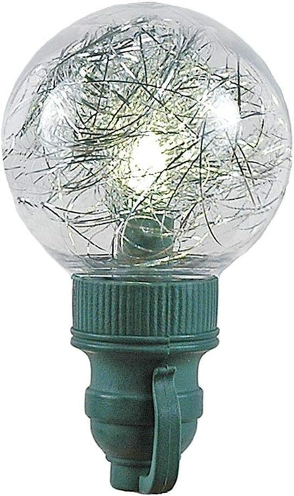 25 Foot G40 Tinsel Outdoor Patio String Lights with 25 Warm White Globe Bulbs – Market Bistro Café Hanging String Lights – C7/E12 Base - Green Wire
