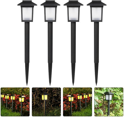 balacoo 4pcs Waterproof Solar Garden Path Lights Outdoor LED Lawn Ground Insert Lamps for Yard, Patio, Walkway Lighting, Black Solar Powered Landscape Fixtures
