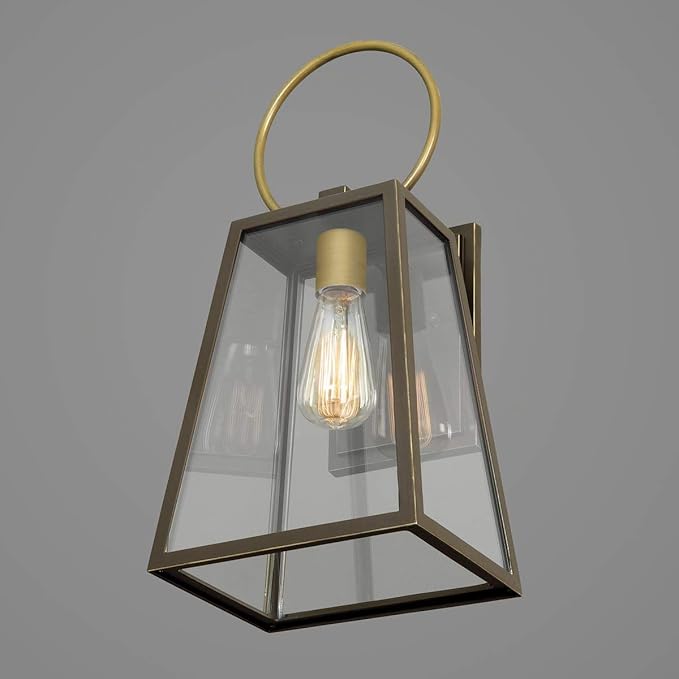 Progress Lighting Barnett Collection 1-Light Clear Glass Farmhouse Outdoor Medium Wall Lantern Light Antique Bronze