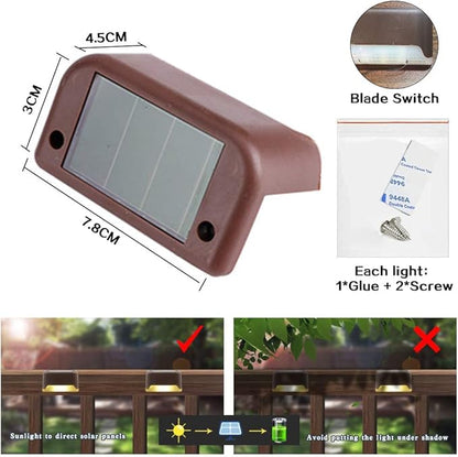 MODOAO Solar Deck Lights Solar Step Lights Waterproof Led Solar Lamp Led Solar Fence Lamp for Patio, Stairs,Garden Pathway, Fences and Path and Driveway (12 Pack)