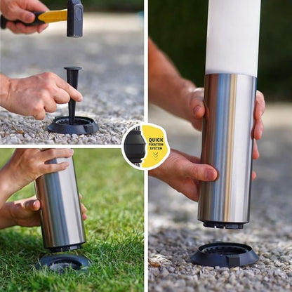 GARD & ROCK - Solar Path Light Made of Stainless Steel - 3xSMD LEDs - Mobile lamp Light Feature - Quick Fixation System - Energy-Saving, Without Electrical Connection - Light up Your Garden!