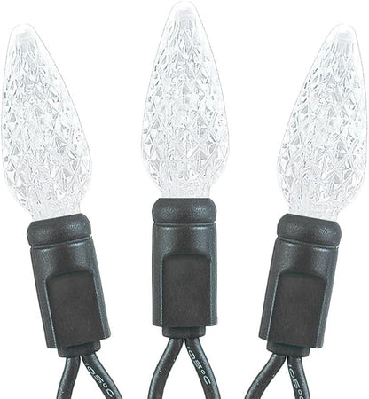 Novelty Lights 24FT 70 LED C6 Permanent Christmas Lights, Commercial Grade LED String Lights (Pure White)