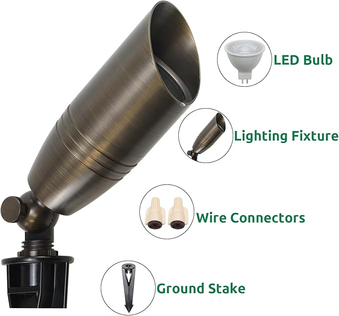 DOSHINE® Solid Brass Landscape LED Spotlights Outdoor Low Voltage Landscape Lighting AC/DC 12V Uplight Accent Light | Lumora