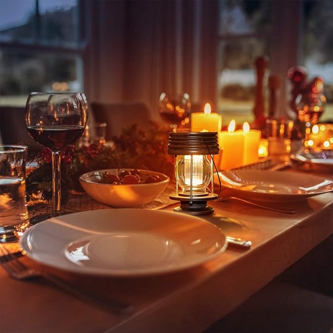 Hanging Solar Lights Outdoor - Solar Powered Waterproof Landscape Christmas Lanterns with Retro Design for Patio, Yard, Garden and Pathway Decoration (Warm Light) (2, 5.5'')