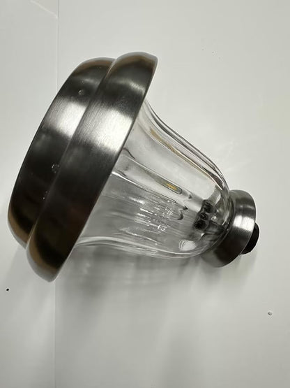 DERAYSION Replacement Solar Path Light Cap for Solar Pathway Lights, Clear Ribbed Glass with Brushed Metal Lid and Solar Panel, 1 Pack