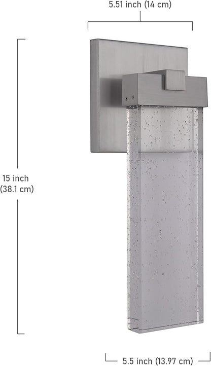 Craftmade Z1604-SA-LED Aria Crystal Outdoor LED Wall Sconce, Satin Aluminum 1-Light (6"W x 15"H) 12 Watts