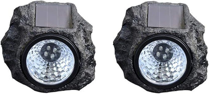 Solar Powered Rock Lights Outdoor Solar Garden Rock Light Outdoor 4LED Solar Powered Rock Stone Spotlight for Gardens Pathway Patio Yard Driveway Tree Pool Porch Deck Landscape,2 Pack