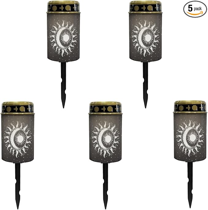 Outdoor Solar Garden Lights for Home Waterproof Pathway Lights Solar Lantern Landscape Lighting for Yard Patio Driveway Outdoor Stake Lights,Moon Star(Black)