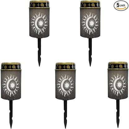 Outdoor Solar Garden Lights for Home Waterproof Pathway Lights Solar Lantern Landscape Lighting for Yard Patio Driveway Outdoor Stake Lights,Moon Star(Black)