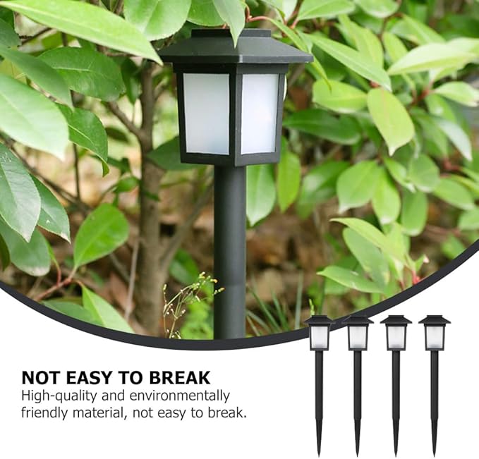4pcs Waterproof Solar LED Garden Path Lights Outdoor Yard Lawn Lamps for Walkway Decoration, Black Solar Powered Ground Landscape Lighting for Patio and Garden