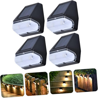 jojofuny Led Wall Lights for Outdoor Waterproof 4 Pack Solar Fence Lights Warm White Light for Garden Pathway