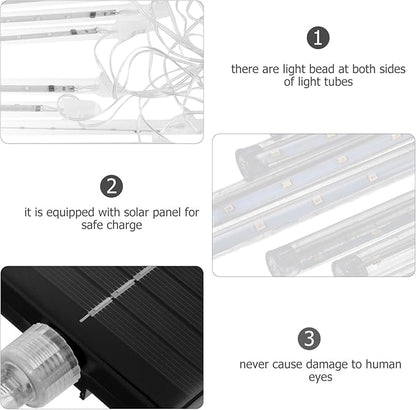 Gadpiparty 1Set Solar Powered Falling Lights LED Tube String Lights for Garden Patio and Holiday Decor Tubes with Remote Control and Solar Panel