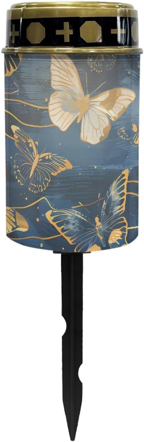 Cemetery Lights Transparent Butterfly for Outdoor Solar Cemetery Light Dustproof Grave Stake Lamp Remembrance Gifts Garden Deco